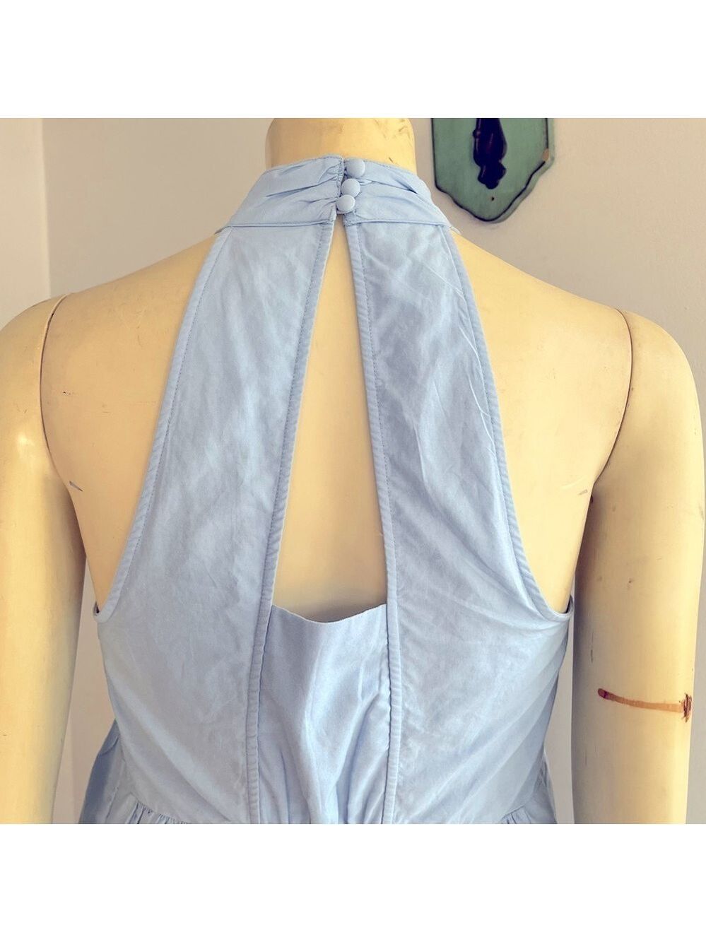 Maeve by Anthropologie Women’s Tiered Halter Midi Dress Light Blue Sleeveless 8 - Picture 9 of 13